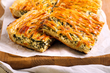 Spinach and cheese puff pastry pie