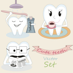 cute teeth. vector set