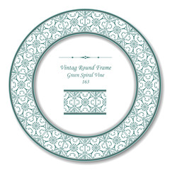 Vintage Round Retro Frame 163 Green Spiral Vine