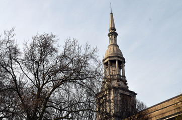 old church and tree in london