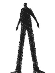 Shadowy dark figure vector sketchy illustration.