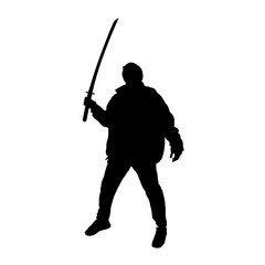 man with sword posing silhouette