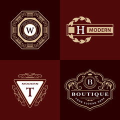Monogram design elements graceful template. Calligraphic elegant line art logo design. Letter emblem H, T, B, W for Royalty, business card, Boutique, Hotel, Heraldic, Jewelry. Vector illustration