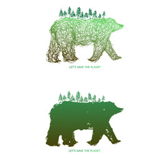 Obraz na płótnie Canvas Save the planet + green bear
