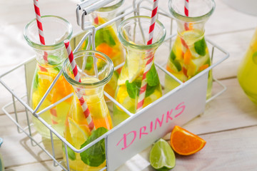 Summer lemonade with citrus fruits