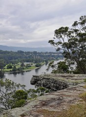 view from the Hanging Rock a prominent landmark of Nowra , 46.25 metre above the Shoalhaven river, New South Wales, Australia