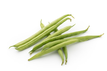 Green beans isolated on a white background.