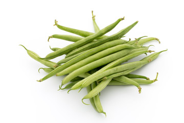 Green beans isolated on a white background.
