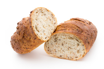 Loaf of bread isolated on white.