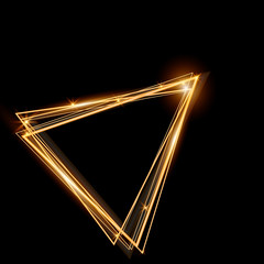 Gold triangle glowing frame. Abstract background. Jewelry triangle. Can use design element for your ad, sign, banner or poster. 