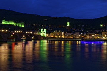 Heidelberg green illumination with fireworks