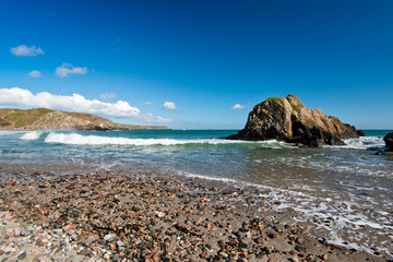 The rugged beach at Kennack Sands on the Lizard Peninsula Cornwall England UK