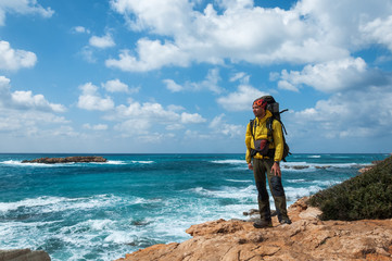 Photographer take  picture of wave on the Mediterranean Sea.