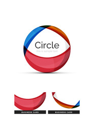 Circle logo. Transparent overlapping swirl shapes. Modern clean business icon