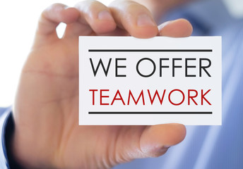 We offer Teamwork - business card concept