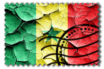 Grunge Senegal flag with some cracks and vintage look