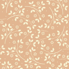 Spring endless pattern with flowers and leaves