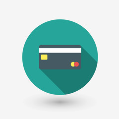 credit card icon with long shadows in flat design