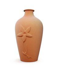 Clay vase isolated on white background.3d render image.