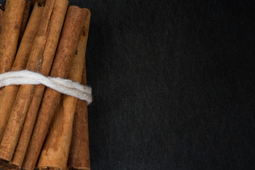 Bundle of Cinnamon Sticks Tight with Copy Space to Right