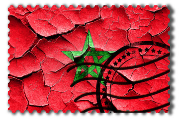 Grunge Morocco flag with some cracks and vintage look