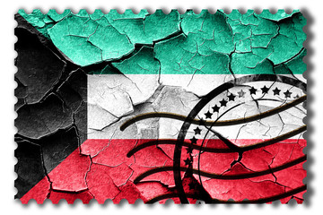 Grunge Kuwait flag with some cracks and vintage look