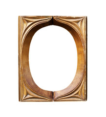 Ornamented, old, wooden empty oval picture frames