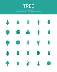 vector tree icons  flat style