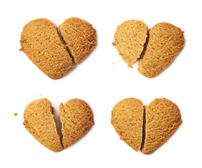 Heart shaped broken cookie isolated