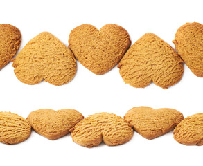 Line made of heart shaped cookies