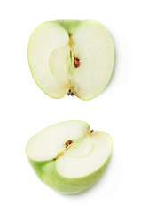 Sliced half of an apple isolated