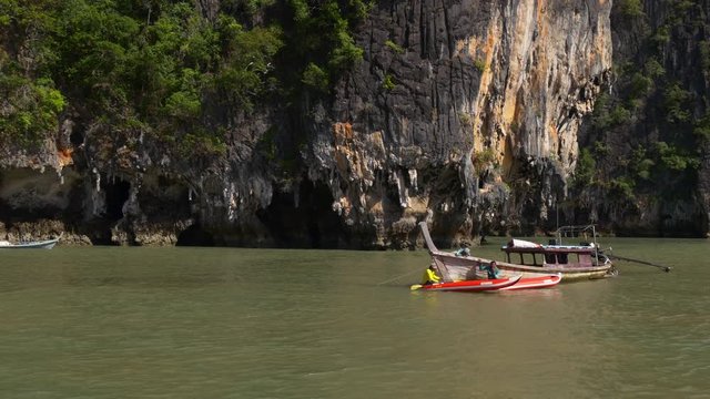 summer day tourist boat riders island panorama 4k thailand
