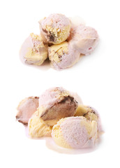 Pile of ice-cream scoops isolated