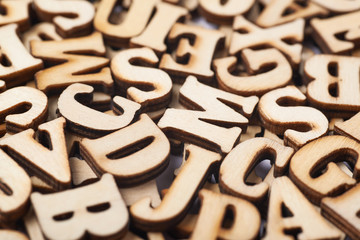 Surface covered with wooden letters