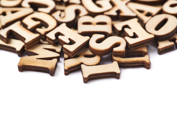 Surface covered with wooden letters
