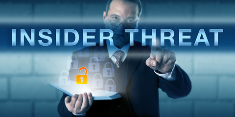 White Collar Employee Pressing INSIDER THREAT