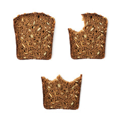 Black bread slice isolated