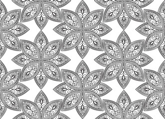 Abstract floral seamless pattern. Geometric ornament texture. Ornamental background