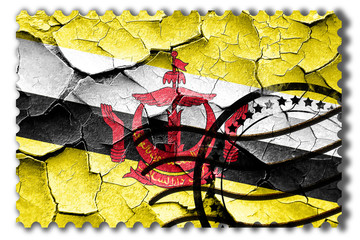 Grunge Brunei flag with some cracks and vintage look