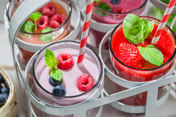 Delicious cocktail with fruits