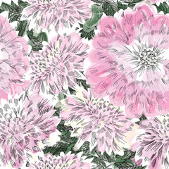 Floral seamless pattern. Flower chrysanthemum background. Flourish wallpaper