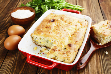 Pie with cabbage and eggs