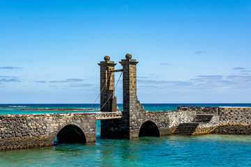 View of the Bridge of the Balls (Puente de las Bolas) in Arrecife, Lanzarote island, Spain 