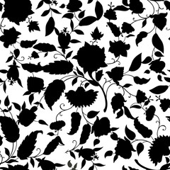 Floral seamless pattern. Flower silhouette background. Floral decor
