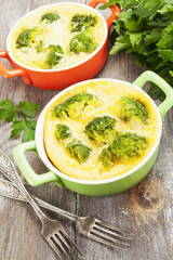Broccoli baked with cheese and eggs