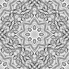 Fototapeta premium Vector Seamless Monochrome Ornate Pattern