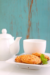 homemade cookies with nuts and caramel