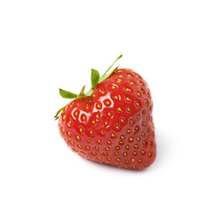 Single ripe red strawberry isolated