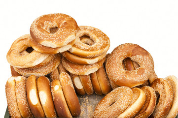 heap of fresh big bagels