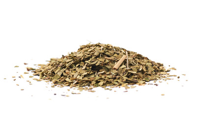 Pile of dry mate tea isolated